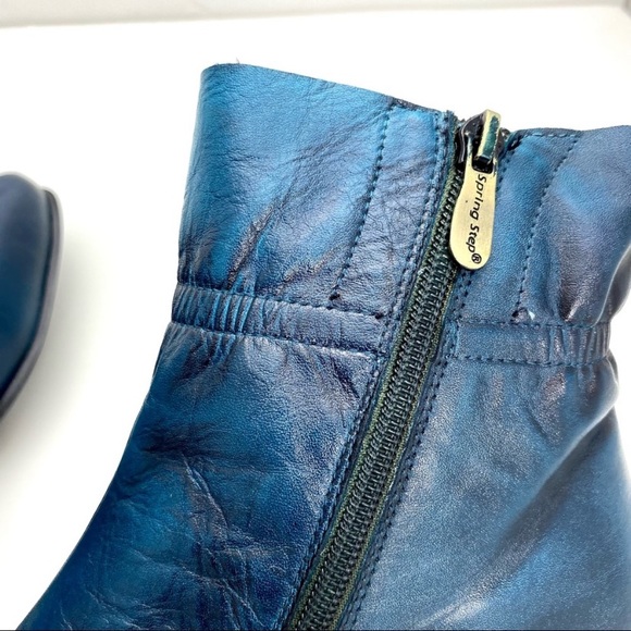L’Artiste Modeste Leather Ankle Block Heel Boot in Blue Size 9.5/ 41 - Picture 9 of 13